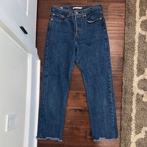 Levi's Wedgie Straight Women's Blue Jeans Dark Denim Wash Cute Butt, sz 28